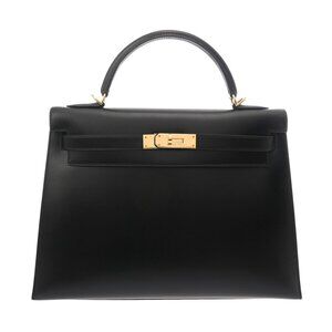 HERMES Kelly 32 Outer stitch 2WAY Black/Noir hand bag